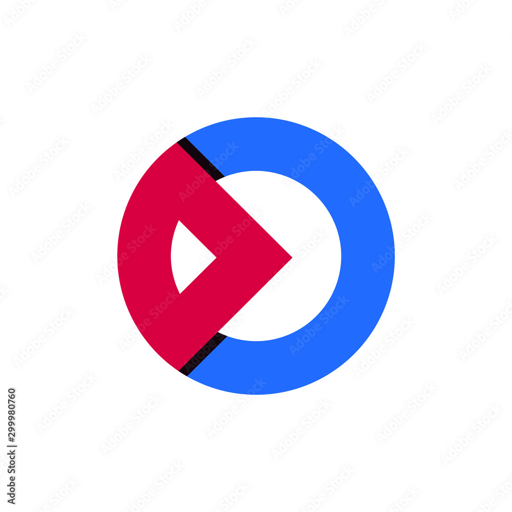 Abstract circle technology with blue and red. Vector circle icon. Stock illustration