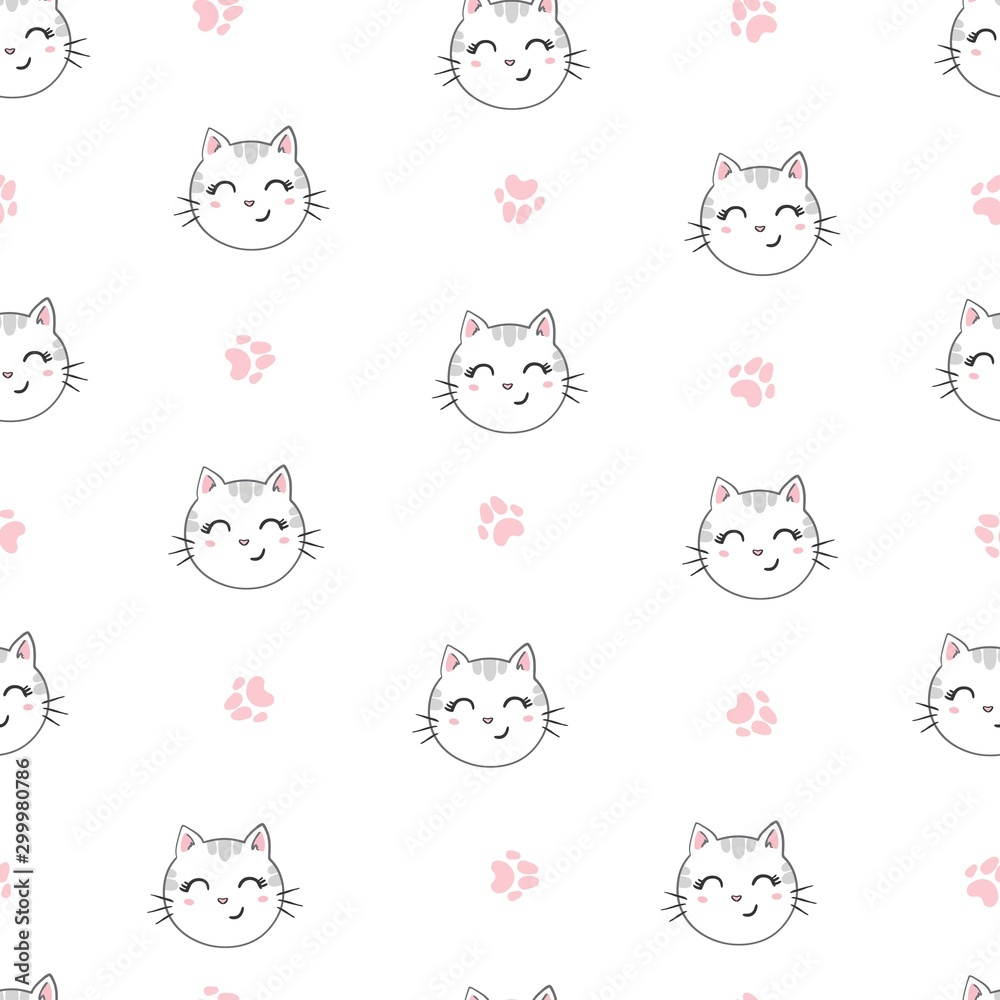 Cutie cat seamless pattern