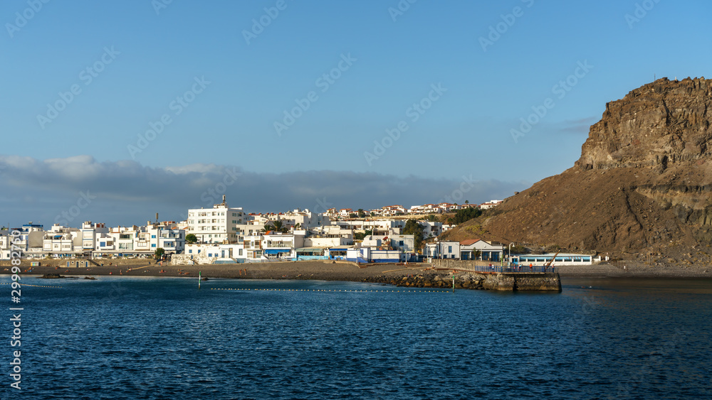 view of the city from the sea, Puerto de las Nieves, Gran Canaria, Canary Islands