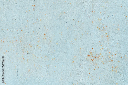 Light blue faded. Texture of stained metal surface with cracked paint with cracked paint. Finely detailed background © yanik88