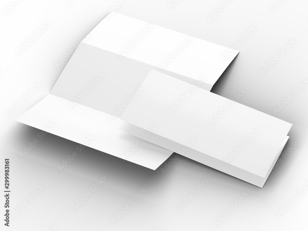 Brochure in A4 format folded to three - mockup. 3d illustartion Brochure in A4 format folded to three - mockup. 3d illustartion