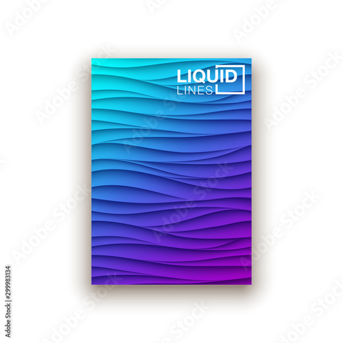 Minimal fluid covers design wall panel. Halftone colorful realistic 3d relief wave design. Future liquid modern interior gypsum stucco relievo patterns. Eps10 vector background set.