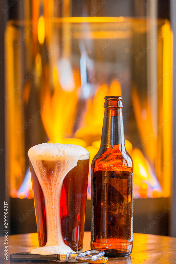 Beer Glass Bottle Fireplace Background 191077ND8_AS