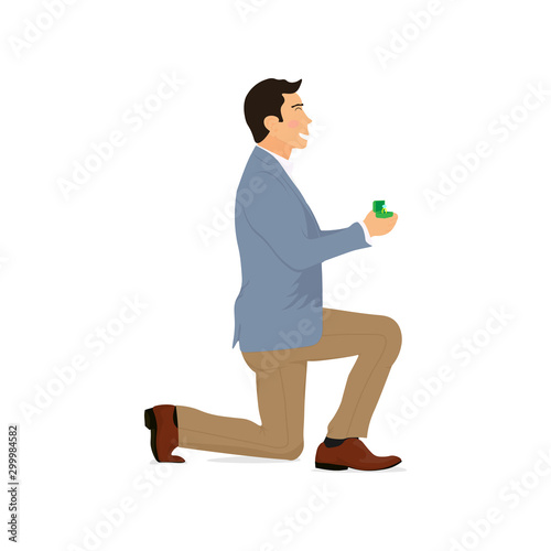 Man proposing standing on knee vector illustration