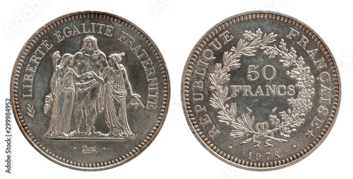 France 50 francs 1978 silver coin