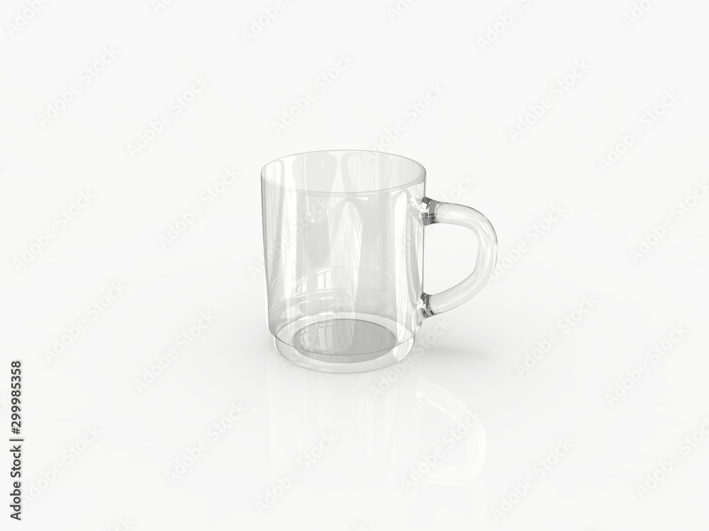 Empty Glass Mug on White Background - 3D Illustration Empty Glass Mug on White Background - 3D Illustration
