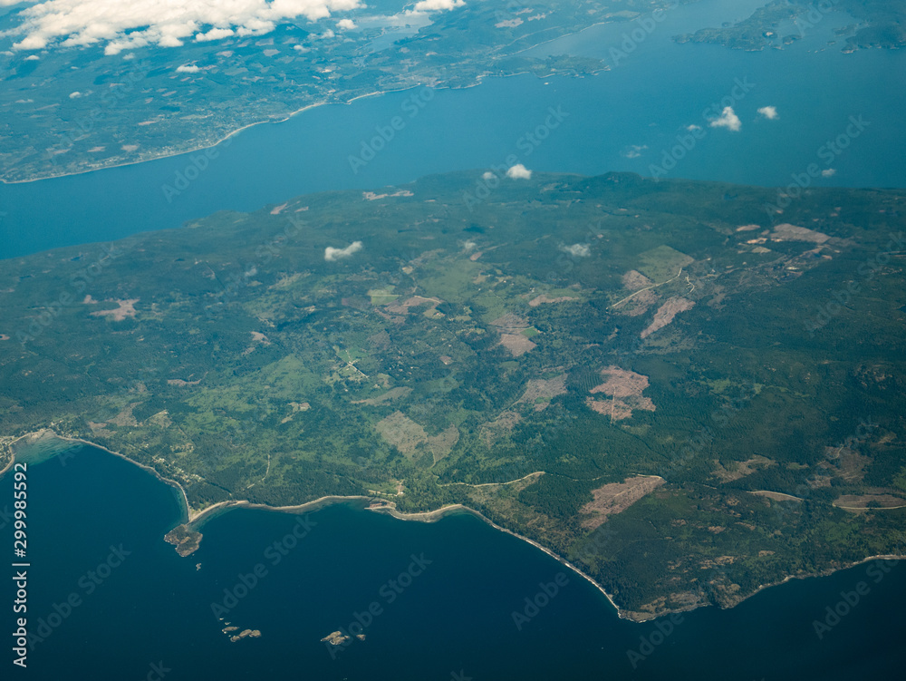 Islands, Snow mountain, and pacific ocean Islands, Snow mountain, and pacific ocean