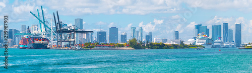 Port of Miami with cruise ships and cargo ships panorama view, Florida, USA © nikolas_jkd