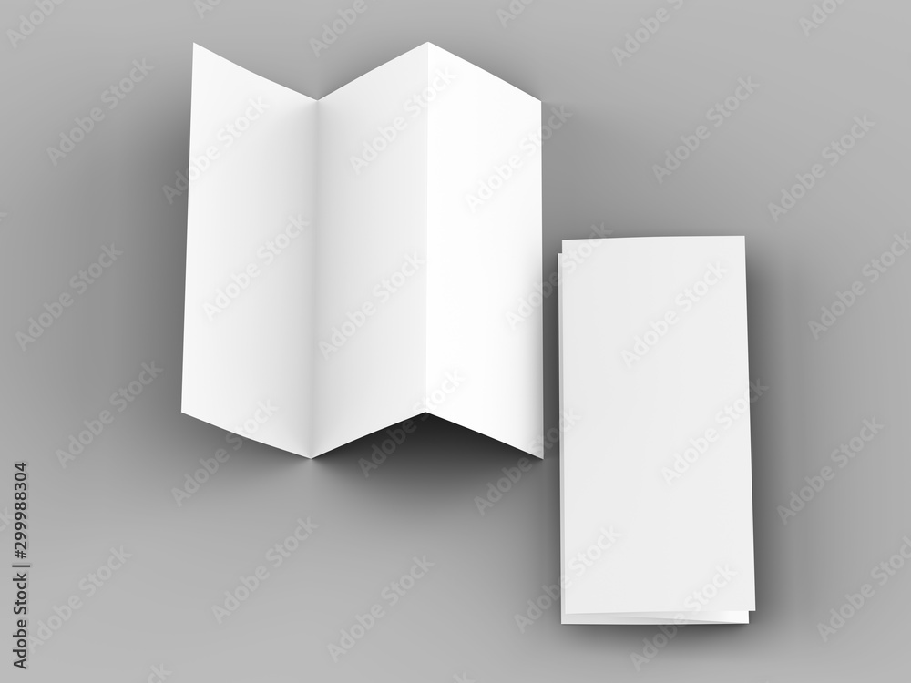 Brochure in A4 format folded to three - mockup. 3d illustartion Brochure in A4 format folded to three - mockup. 3d illustartion