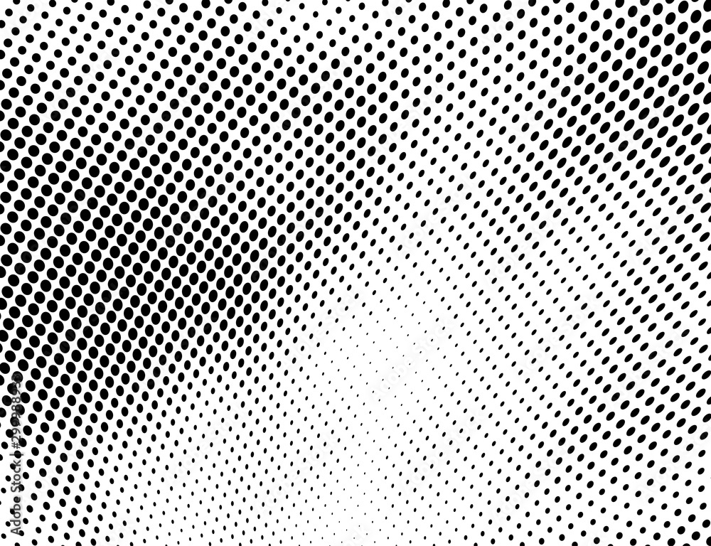 Halftone texture is black and white. Background of dots of chaotic waves. Abstract pop art template. Vector pattern for printing on posters, labels, fabric Halftone texture is black and white. Background of dots of chaotic waves. Abstract pop art template. Vector pattern for printing on posters, labels, fabric