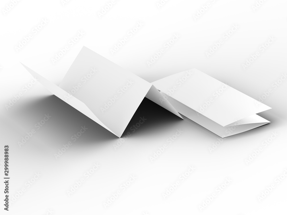 Brochure in A4 format folded to three - mockup. 3d illustartion Brochure in A4 format folded to three - mockup. 3d illustartion