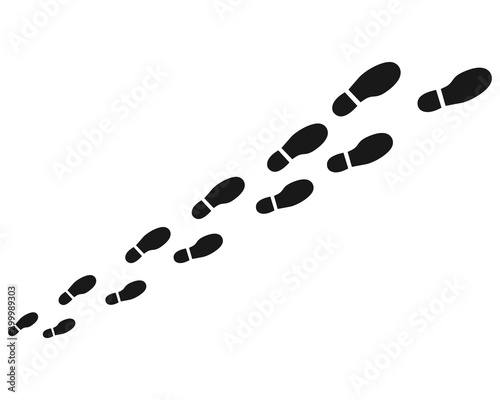 Step footprints paths silhouette walking isolated on white background