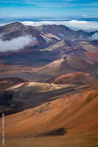 Stunning view into the crater of Haleakala volcano with colorful cinder cones, Maui, Hawaii photo