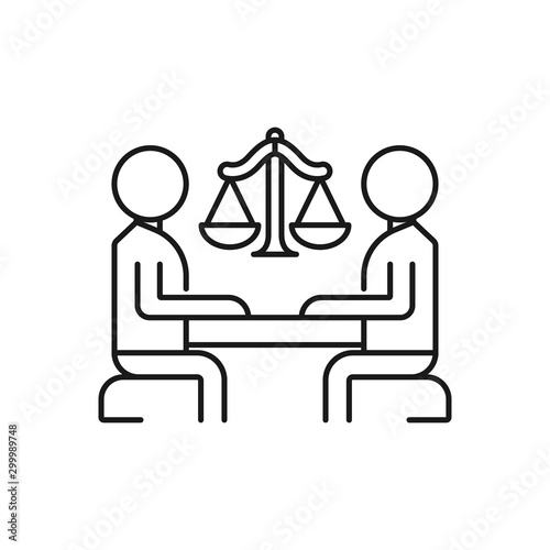 lawyer's discussion - minimal line web icon. simple vector illustration. concept for infographic, website or app.