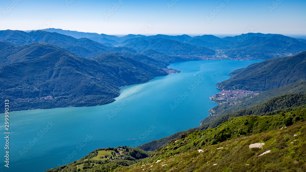 Beautiful view on lake Lago Maggiore and Cannobio from Monte Gridone