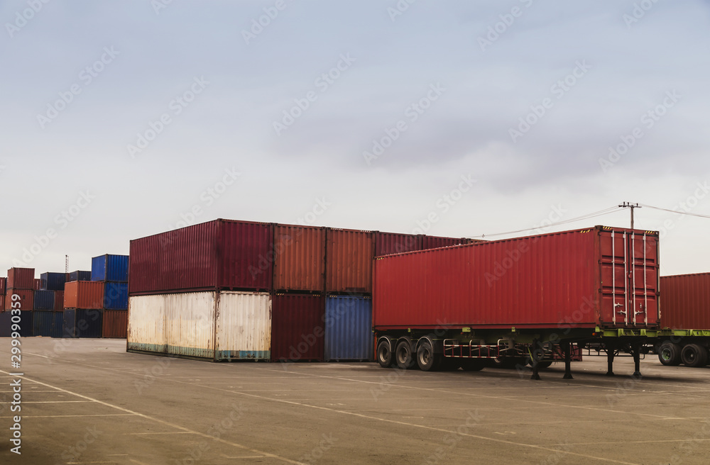 Fototapeta premium Business Logistics concept, map global partner connection of Container Cargo freight ship for Logistic Import Export background