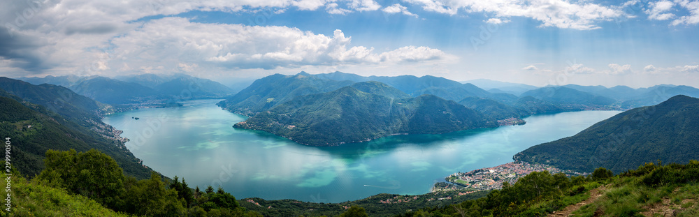Beautiful panoramic view on lake Lago Maggiore from Monte Giove