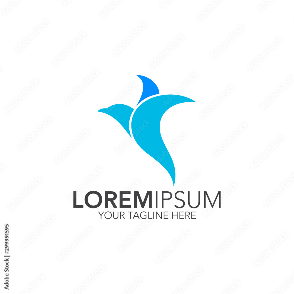 Flying bird ilogo flat style isolated