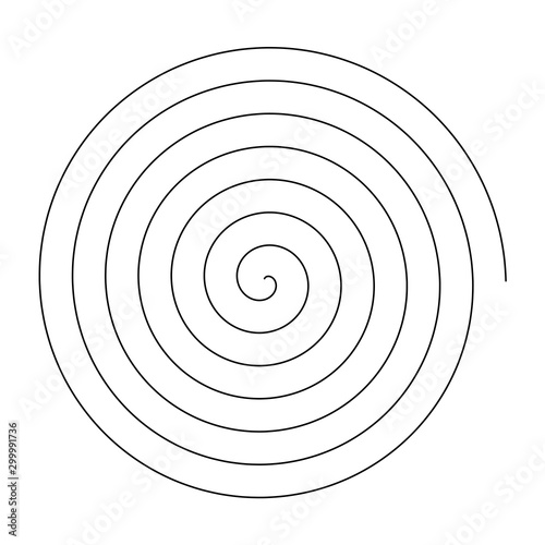 Line in circle form. Single thin line spiral goes to edge of canvas. Vector illustration