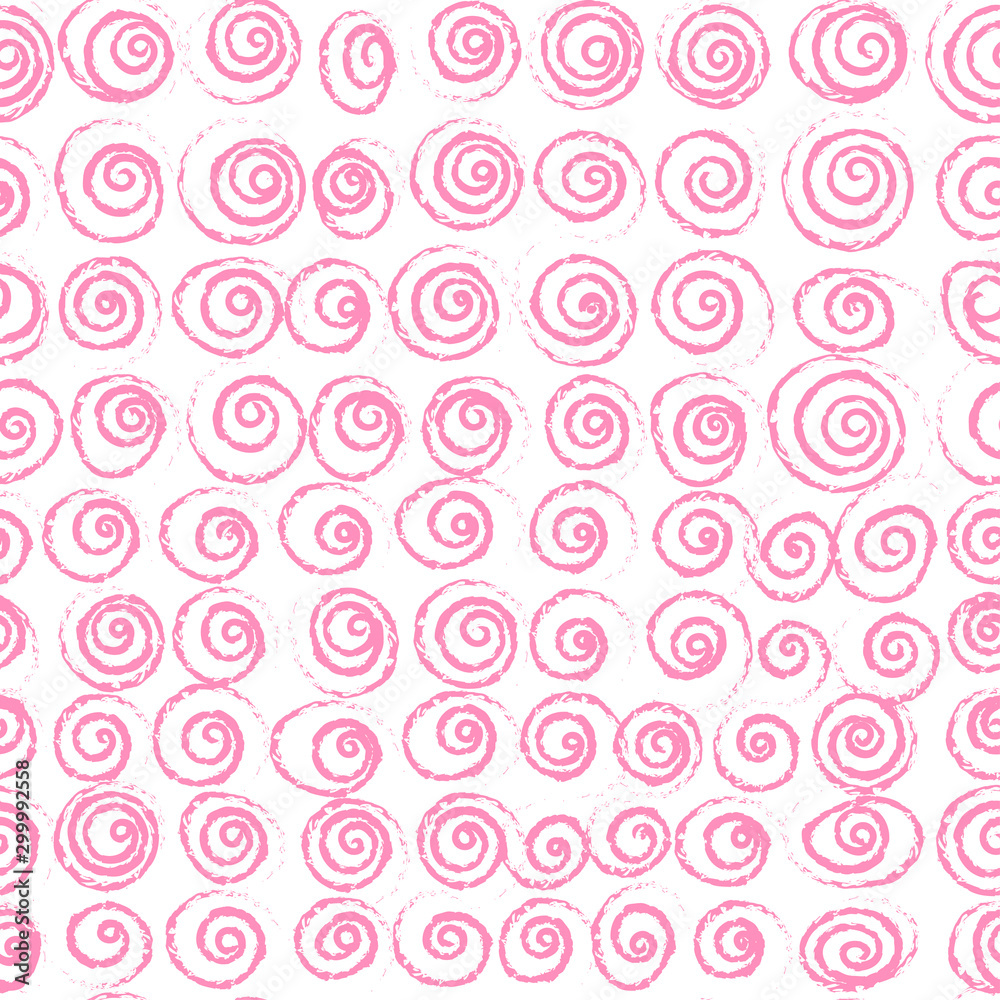 Seamless background from line in circle form. Single thin line spiral goes to edge of canvas. Vector illustration