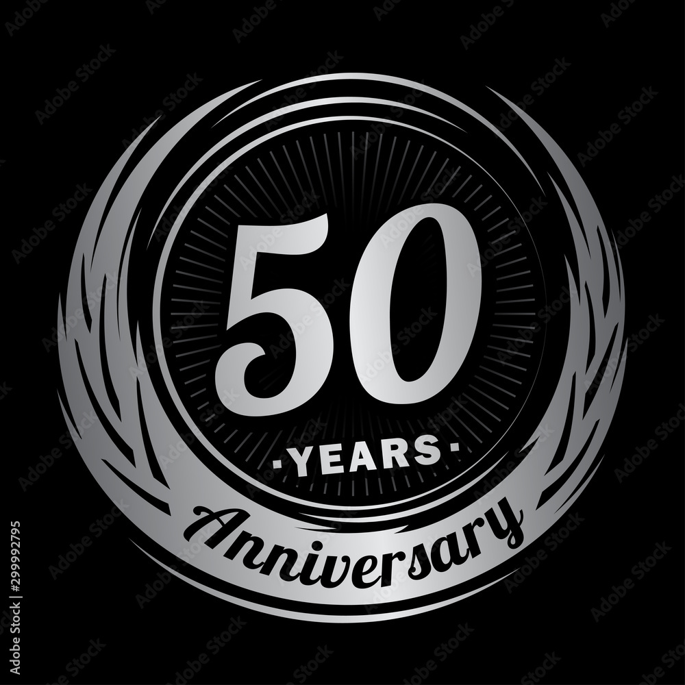 Fifty years anniversary celebration logotype. 50th anniversary logo. Vector and illustration.