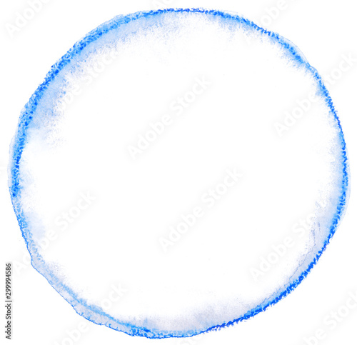 watercolor blue stain on a white background isolated