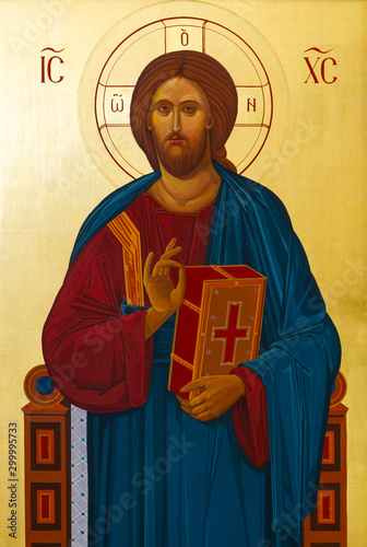 Vranov, Slovakia. 2019/8/22. Icon of the Christ Pantocrator (Christ 