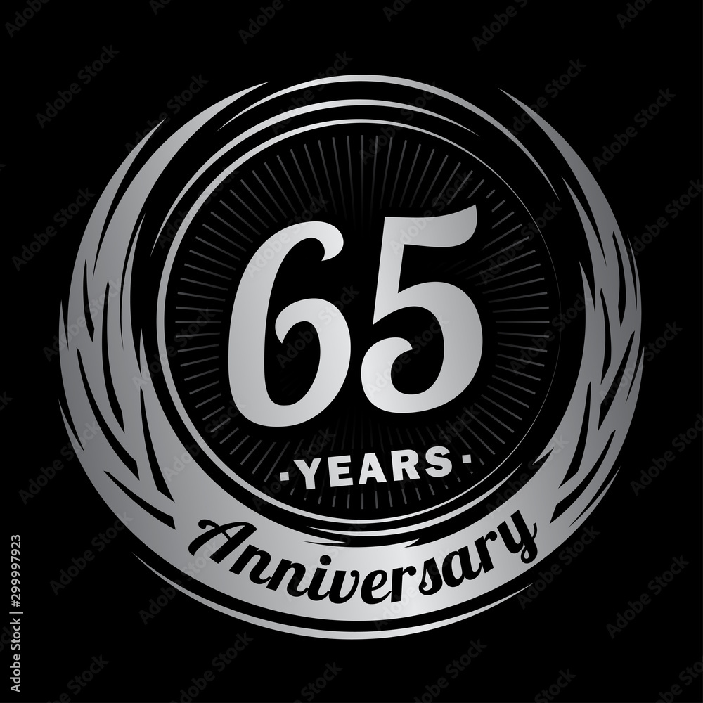 Fototapeta premium Sixty-five years anniversary celebration logotype. 65th anniversary logo. Vector and illustration.