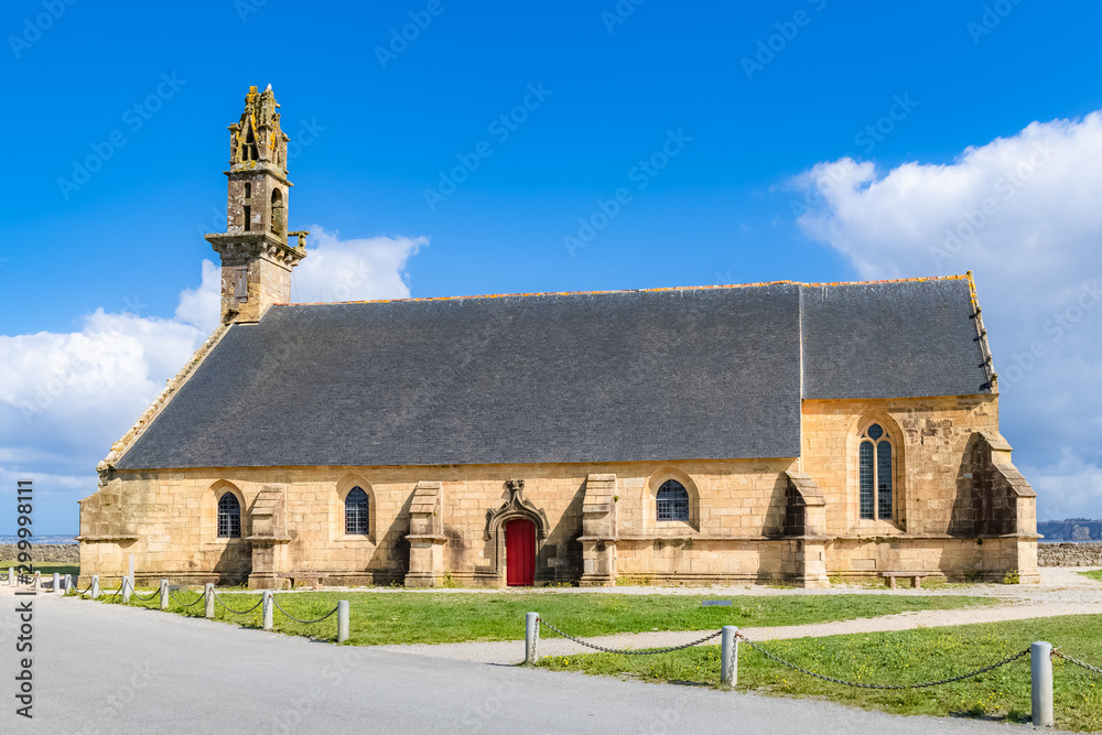 Camaret-sur-Mer, the chapel near the sea, in the harbor, beautiful french city in Brittany