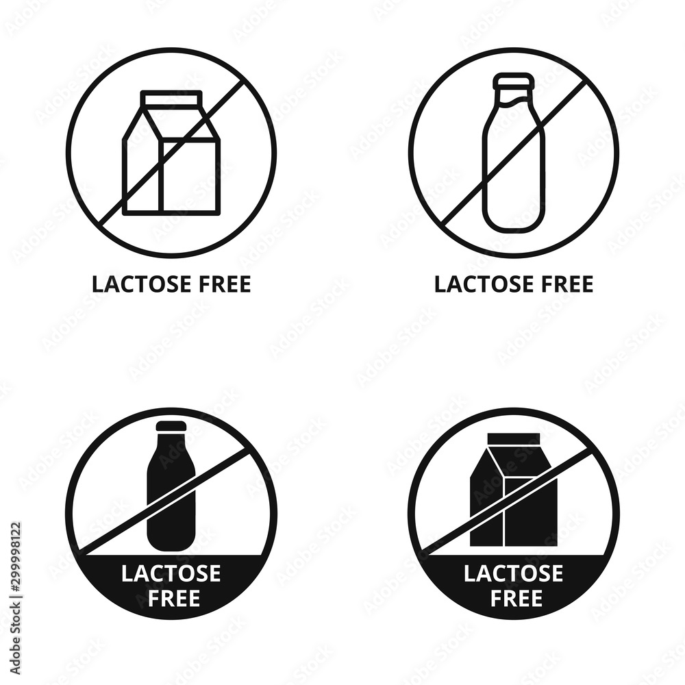Lactose free signs vector set of food labels Stock Vector ...