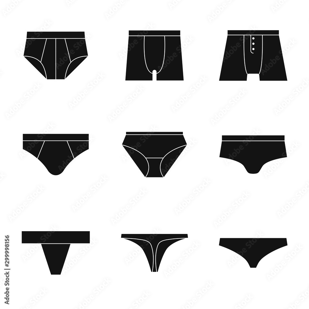 Lingerie, panties, underpants vector silhouettes Stock Vector