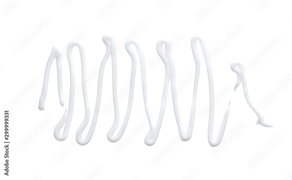 White texture and smear of face cream or white acrylic paint isolated on white background White texture and smear of face cream or white acrylic paint isolated on white background
