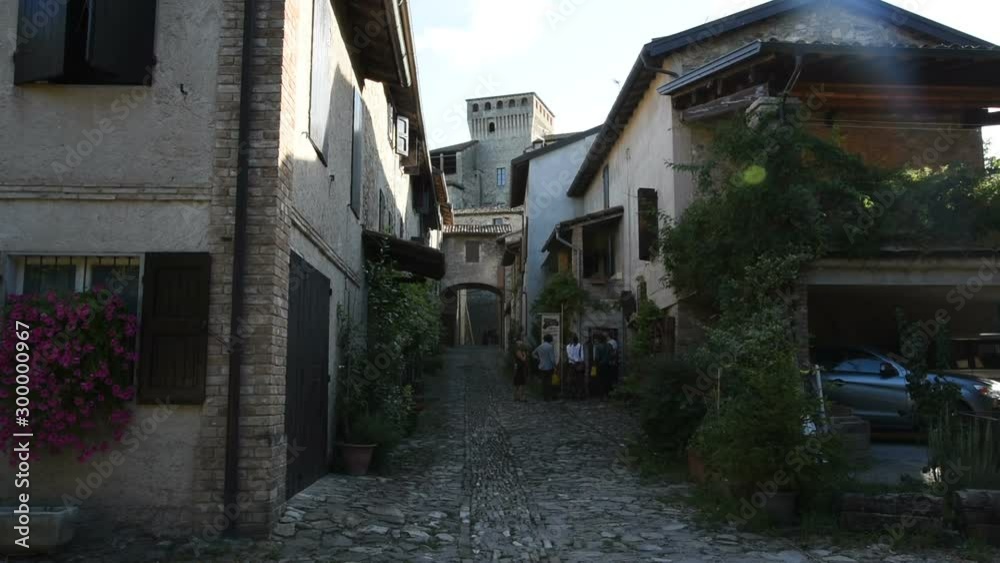 Torrechiara castle, Italy, the village inside the fortress Torrechiara castle, Italy, the village inside the fortress