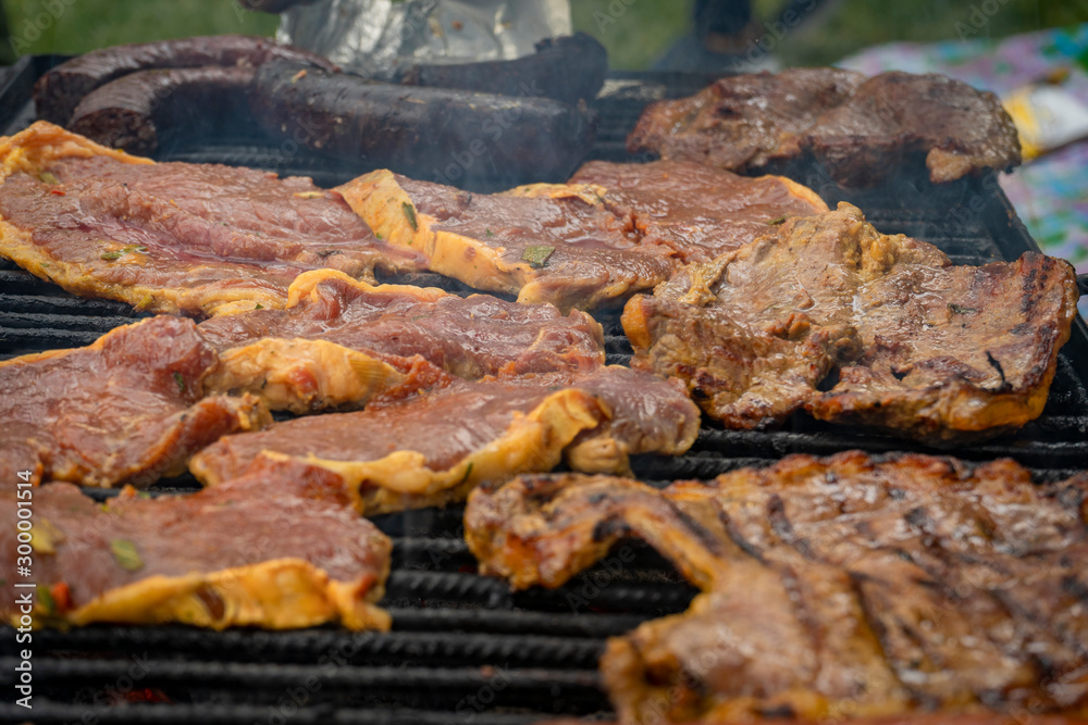 Colombian barbecue, typical Colombian food- close-up image Colombian barbecue, typical Colombian food- close-up image
