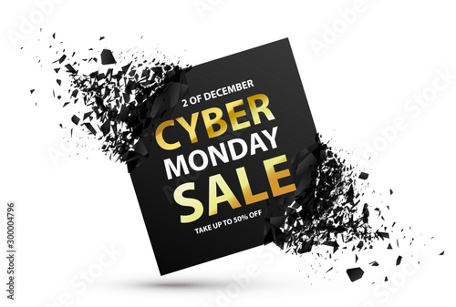 Cyber Monday Sale Abstract Background. Vector Banner with explosion effect