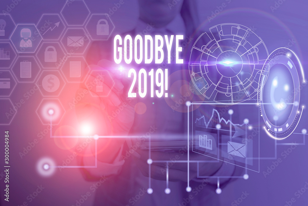 Word writing text Good Bye 2019. Business photo showcasing express good wishes when parting or at the end of last year Picture photo system network scheme modern technology smart device Word writing text Good Bye 2019. Business photo showcasing express good wishes when parting or at the end of last year Picture photo system network scheme modern technology smart device