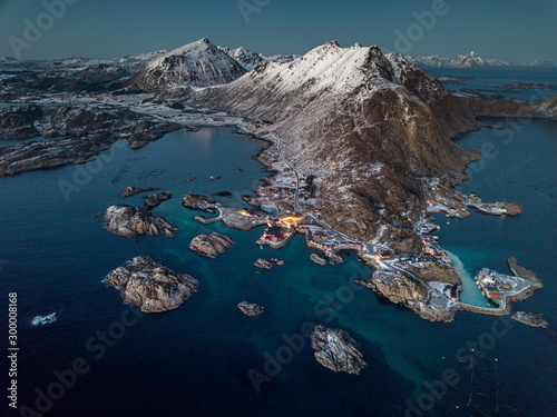 Lofoten Islands by Drone on a cold and clear winter day