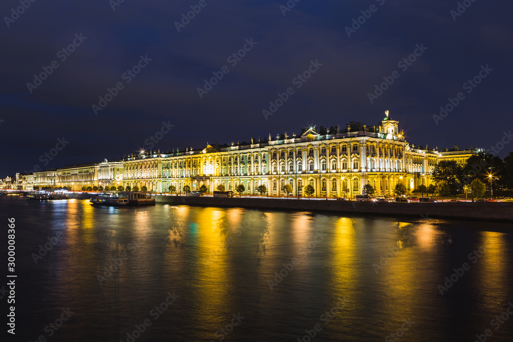 Night view of the Hermitage in St. Petersburg