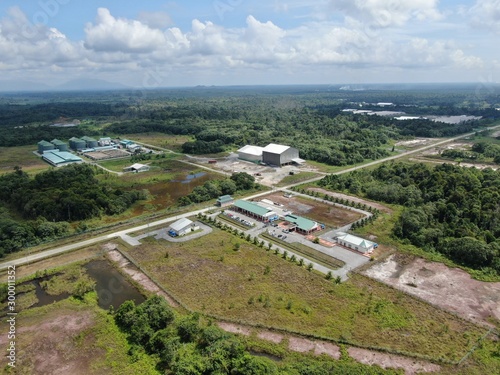 Kuching, Sarawak / Malaysia - October 19 2019: The buildings and surroundings of a Modern Pig Farm at Simunjan area