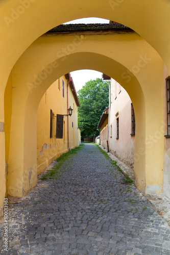 Narrow medieval street. Town Spisska Sobota. Poprad city  Slovakia.