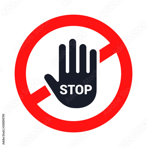 stop sign. the hand stops. flat vector illustration.