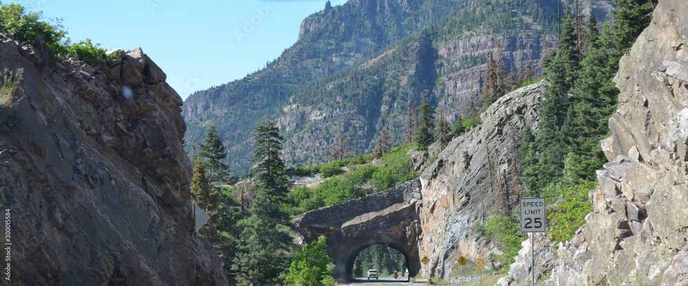 Late Spring in the Colorado Rocky Mountains: Million Dollar Highway Passes Through a Tunnel in the San Juan Mountain Range just South of Ouray