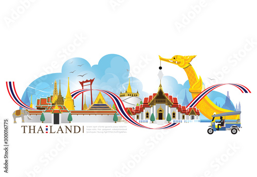 vector Building landmark of Bangkok Thailand background, Bangkok city, Mahanakorn tower