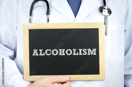 Alcoholism diagnosis - chalkboard information board