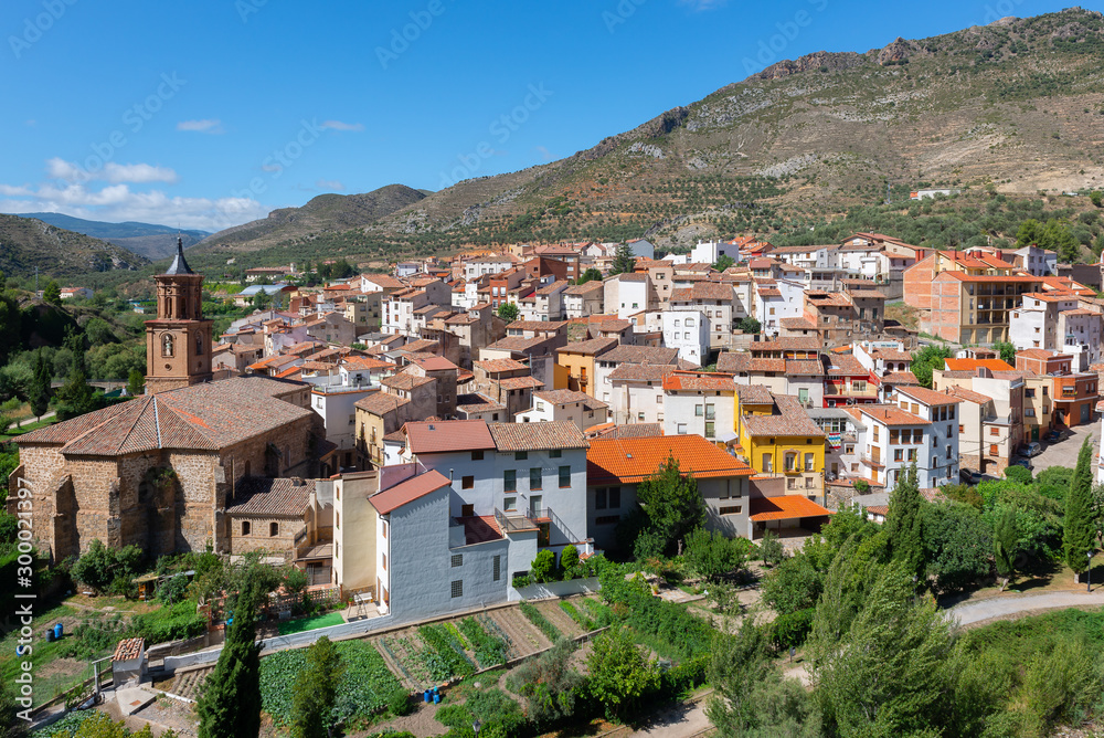 Panoramic view of Arnedillo village, La Rioja, Spain