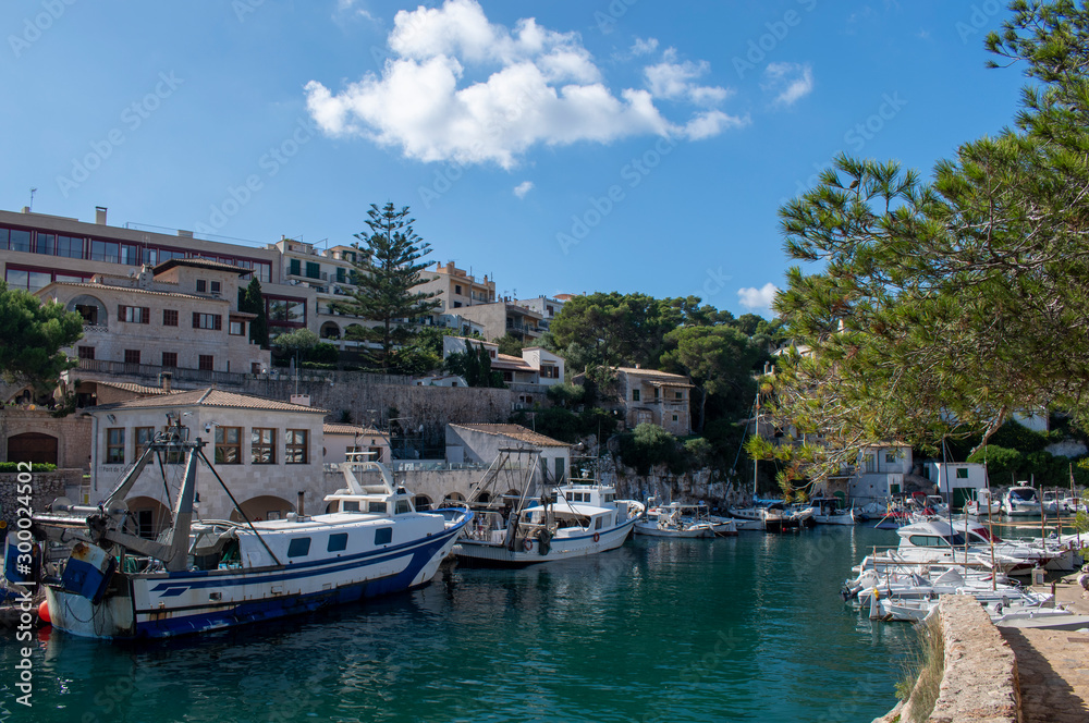 Cala Figuera Mallorca, view of this natural and busy port a traditional village which retains an atmosphere of a working fishing port. 