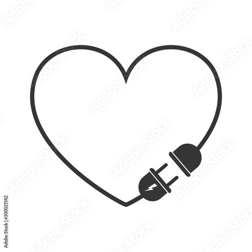 Extension cord icon in heart shape - vector