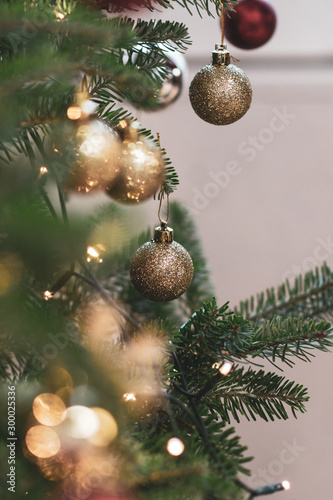 Christmass decoraions on tree photo