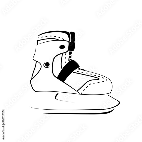 Fitness skating symbol. Leisure, hobby, winter sport logo design. Ice skating Modern lineout icon white backdrop. Thin line pictogram. Vector isolated illustration.