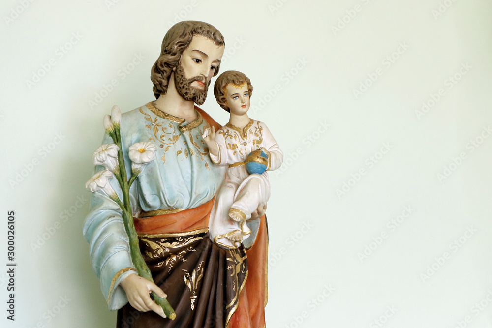 Fototapeta premium Saint Joseph and baby Jesus catholic image